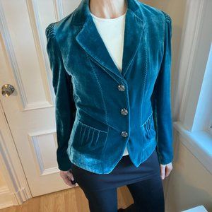 Ann Taylor Teal Velour Short Jacket - S